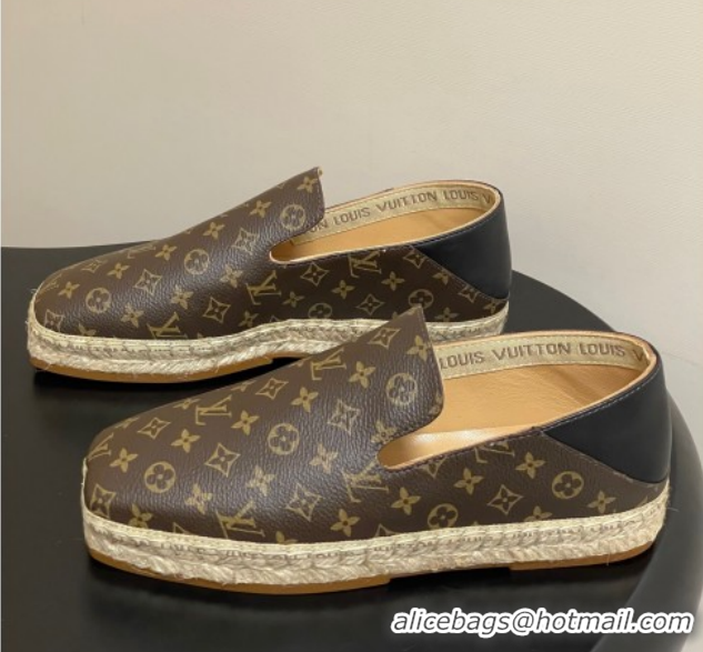 Top Design Louis Vuitton Monogram Canvas Flat Espadrilles Brown 2025 LV102205 1022049