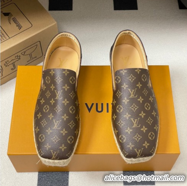 Top Design Louis Vuitton Monogram Canvas Flat Espadrilles Brown 2025 LV102205 1022049