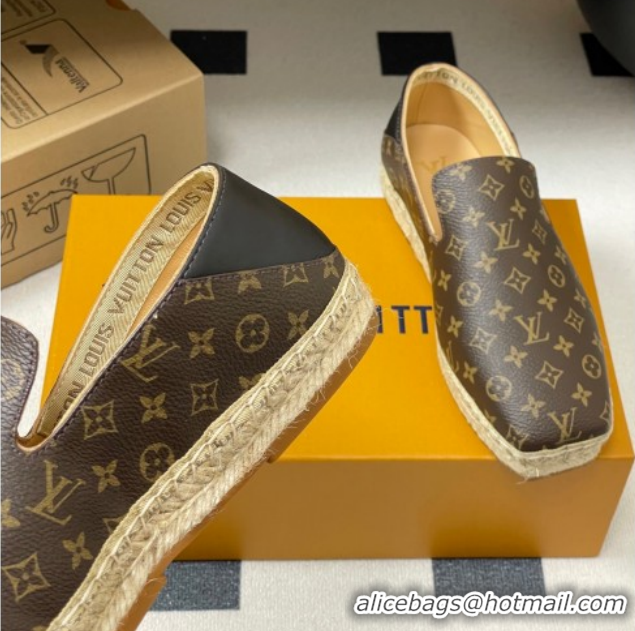 Top Design Louis Vuitton Monogram Canvas Flat Espadrilles Brown 2025 LV102205 1022049
