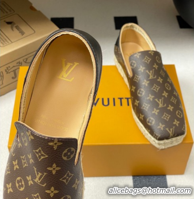Top Design Louis Vuitton Monogram Canvas Flat Espadrilles Brown 2025 LV102205 1022049