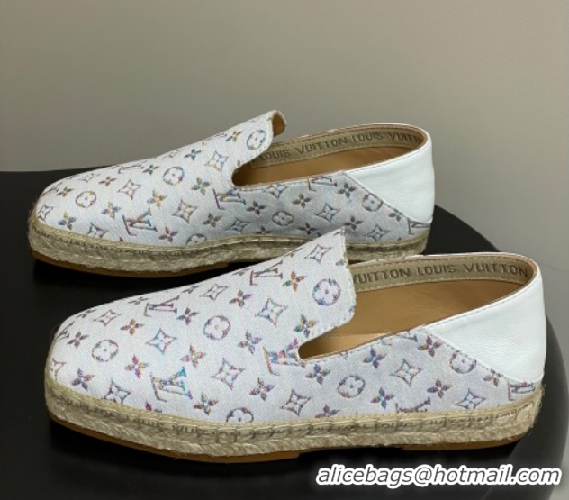 Good Product Louis Vuitton LV x TM Monogram Multicolored Textile Flat Espadrilles White LV102205 1022050