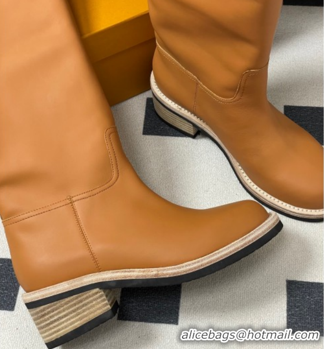 Grade Louis Vuitton LV Biker Leather Flat High Boots with Buckle Strap Brown 1AGM74 1022055