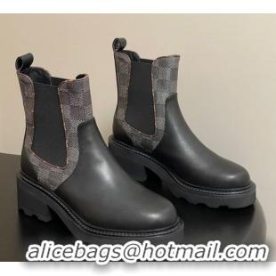 Hot Style Louis Vuitton LV Beaubourg Chelsea Ankle Boots in Damier Canvas and Leather Black 1AIEJ4 1022058