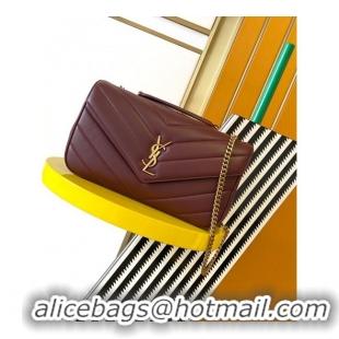 Top Quality Saint Laurent Loulou Medium Bag in Matelasse Lambskin 801439 Burgundy 2025
