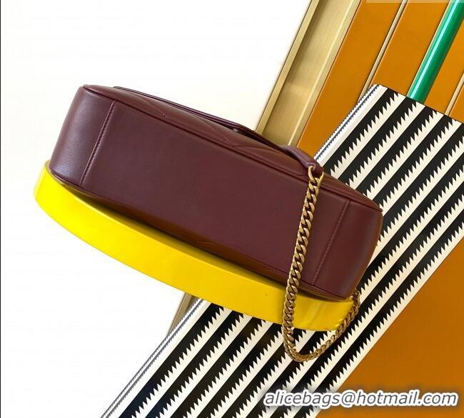 Top Quality Saint Laurent Loulou Medium Bag in Matelasse Lambskin 801439 Burgundy 2025