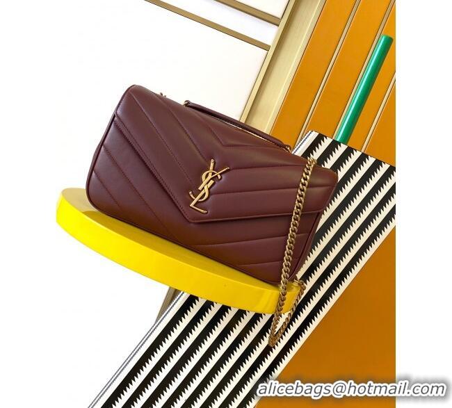 Top Quality Saint Laurent Loulou Medium Bag in Matelasse Lambskin 801439 Burgundy 2025