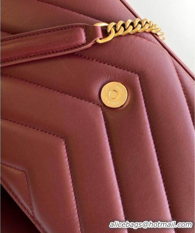 Top Quality Saint Laurent Loulou Medium Bag in Matelasse Lambskin 801439 Burgundy 2025