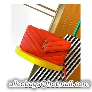 Trendy Design Saint Laurent Loulou Medium Bag in Matelasse Lambskin 801439 Celosia Red 2025