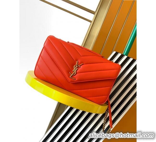 Trendy Design Saint Laurent Loulou Medium Bag in Matelasse Lambskin 801439 Celosia Red 2025