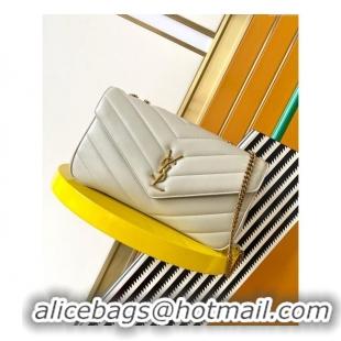 New Design Saint Laurent Loulou Medium Bag in Matelasse Lambskin 801439 White 2025