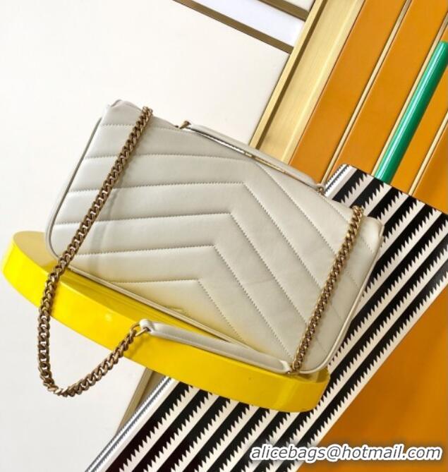 New Design Saint Laurent Loulou Medium Bag in Matelasse Lambskin 801439 White 2025