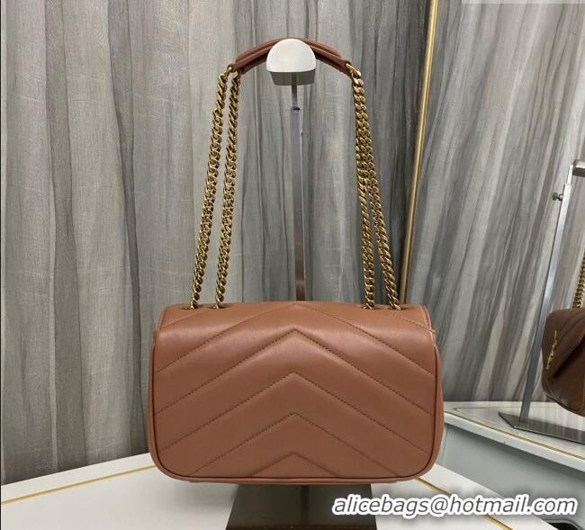 Good Taste Saint Laurent Loulou Small Bag in Matelasse Lambskin 801437 Brown 2025