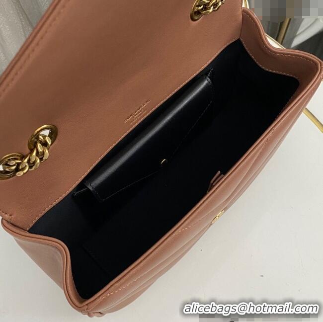 Good Taste Saint Laurent Loulou Small Bag in Matelasse Lambskin 801437 Brown 2025