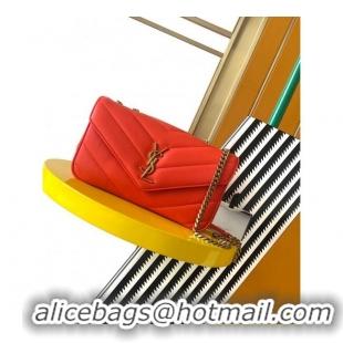 Low Cost Saint Laurent Loulou Small Bag in Matelasse Lambskin 801437 Celosia Red 2025