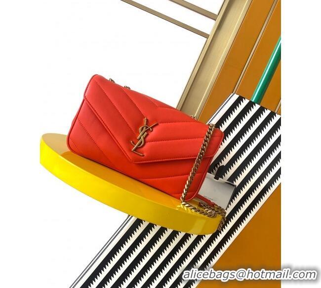 Low Cost Saint Laurent Loulou Small Bag in Matelasse Lambskin 801437 Celosia Red 2025