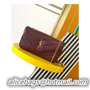 Best Price Saint Laurent Loulou Small Bag in Matelasse Lambskin 801437 Burgundy 2025