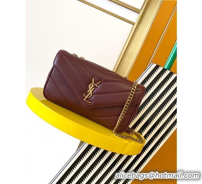 Best Price Saint Laurent Loulou Small Bag in Matelasse Lambskin 801437 Burgundy 2025