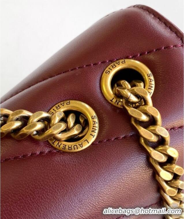 Best Price Saint Laurent Loulou Small Bag in Matelasse Lambskin 801437 Burgundy 2025
