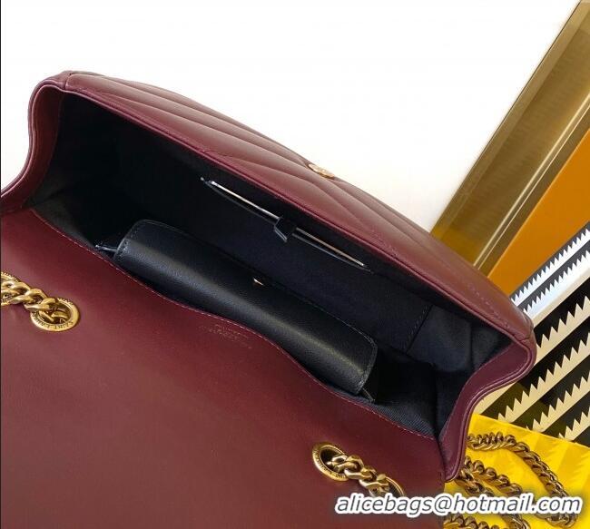 Best Price Saint Laurent Loulou Small Bag in Matelasse Lambskin 801437 Burgundy 2025