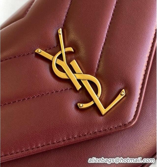 Best Price Saint Laurent Loulou Small Bag in Matelasse Lambskin 801437 Burgundy 2025