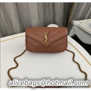 Traditional Specials Saint Laurent Loulou Mini Bag in Matelasse Lambskin 821749 Brown 2025