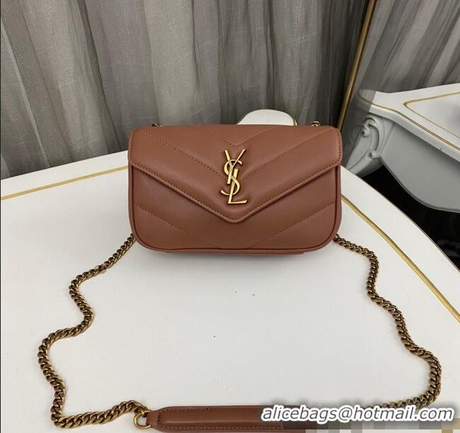 Traditional Specials Saint Laurent Loulou Mini Bag in Matelasse Lambskin 821749 Brown 2025