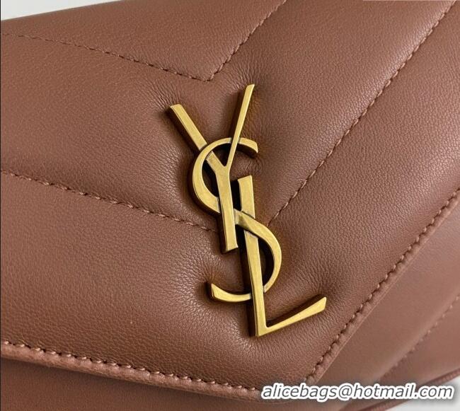 Traditional Specials Saint Laurent Loulou Mini Bag in Matelasse Lambskin 821749 Brown 2025