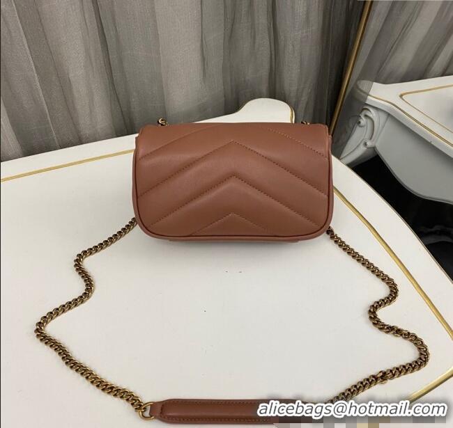 Traditional Specials Saint Laurent Loulou Mini Bag in Matelasse Lambskin 821749 Brown 2025