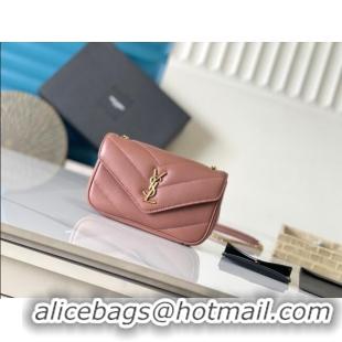Top Design Saint Laurent Loulou Mini Bag in Matelasse Lambskin 821749 Hortensia Pink 2025