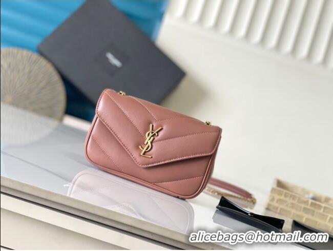 Top Design Saint Laurent Loulou Mini Bag in Matelasse Lambskin 821749 Hortensia Pink 2025