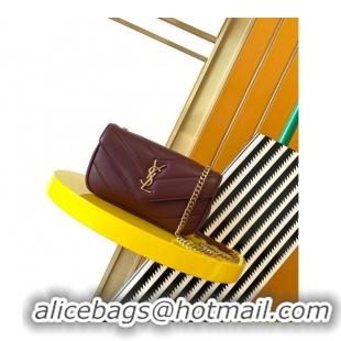 Good Looking Saint Laurent Loulou Mini Bag in Matelasse Lambskin 821749 Burgundy 2025