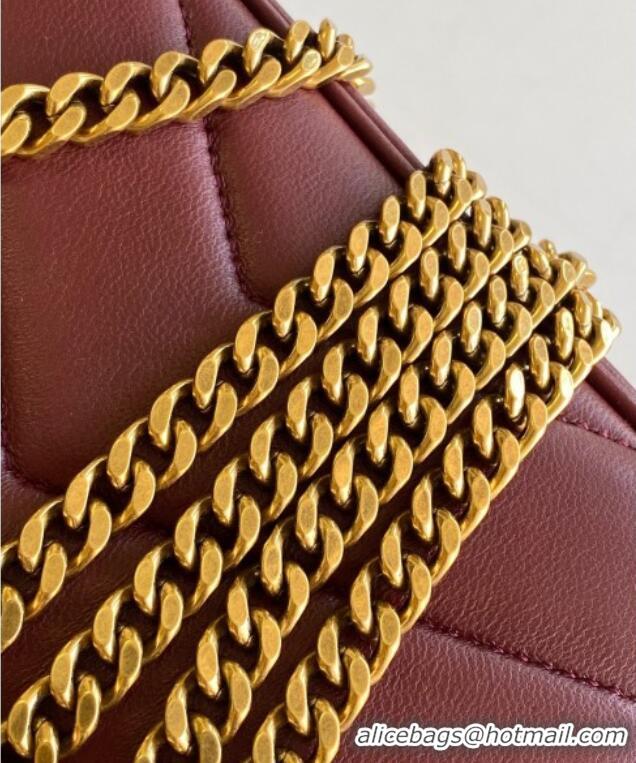 Good Looking Saint Laurent Loulou Mini Bag in Matelasse Lambskin 821749 Burgundy 2025