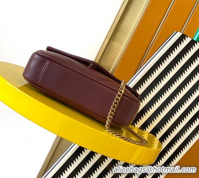 Good Looking Saint Laurent Loulou Mini Bag in Matelasse Lambskin 821749 Burgundy 2025