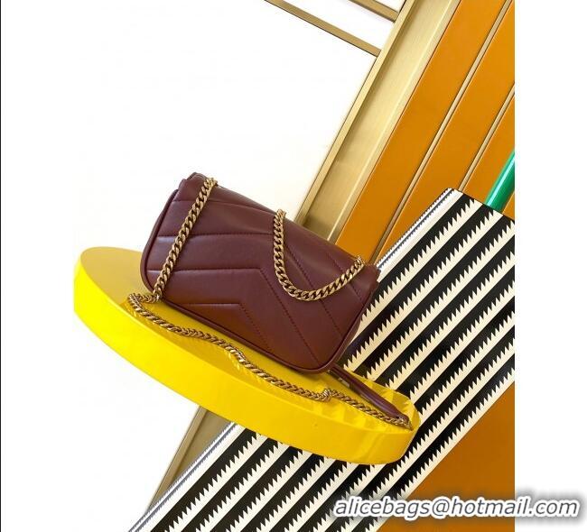 Good Looking Saint Laurent Loulou Mini Bag in Matelasse Lambskin 821749 Burgundy 2025