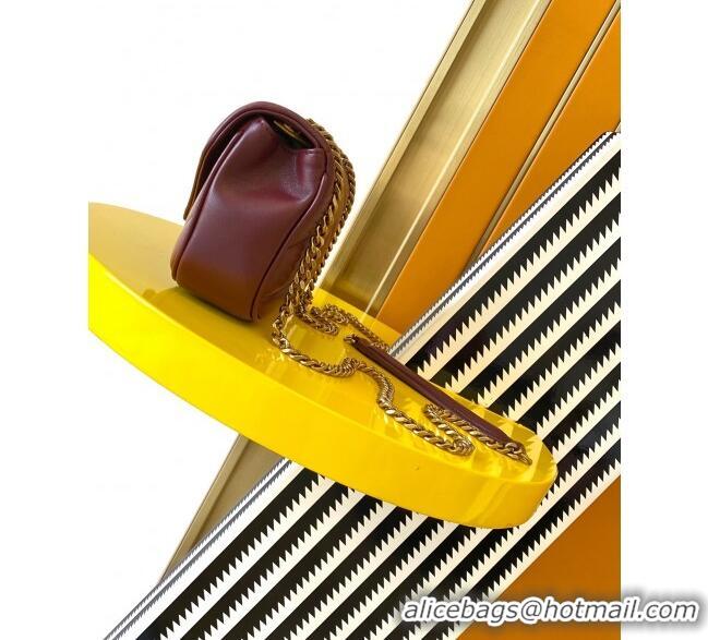 Good Looking Saint Laurent Loulou Mini Bag in Matelasse Lambskin 821749 Burgundy 2025