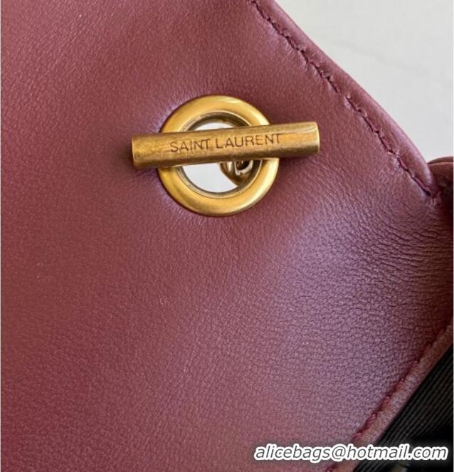 Good Looking Saint Laurent Loulou Mini Bag in Matelasse Lambskin 821749 Burgundy 2025