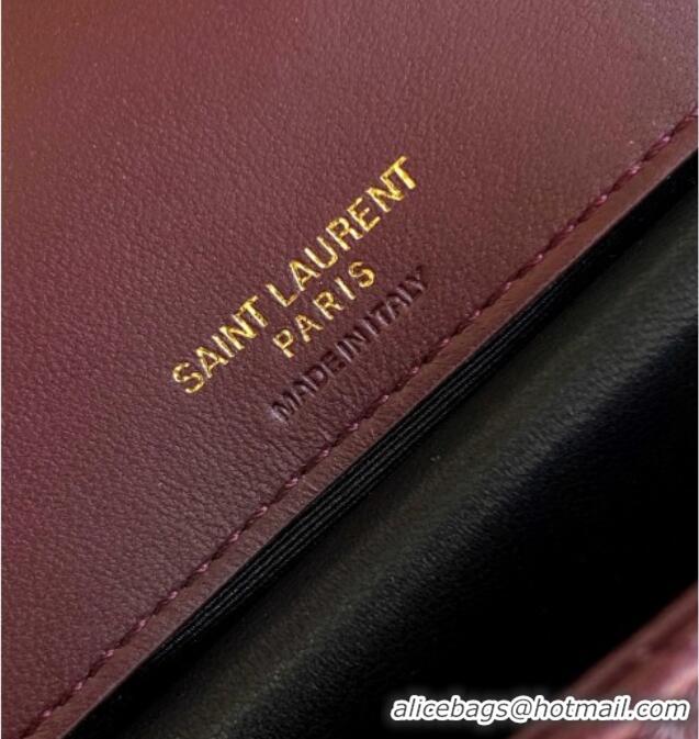 Good Looking Saint Laurent Loulou Mini Bag in Matelasse Lambskin 821749 Burgundy 2025