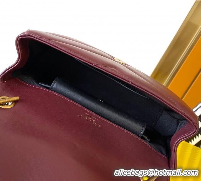 Good Looking Saint Laurent Loulou Mini Bag in Matelasse Lambskin 821749 Burgundy 2025