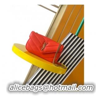 Good Product Saint Laurent Loulou Mini Bag in Matelasse Lambskin 821749 Celosia Red 2025