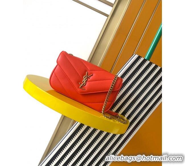 Good Product Saint Laurent Loulou Mini Bag in Matelasse Lambskin 821749 Celosia Red 2025