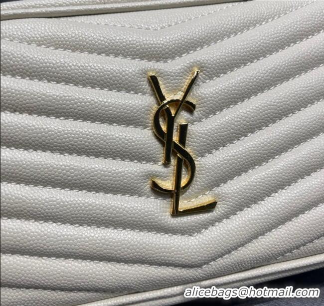 Good Looking Saint Laurent Lou Mini Camera Bag with Tassel in Matelasse Grained Leather 585040 White 2025