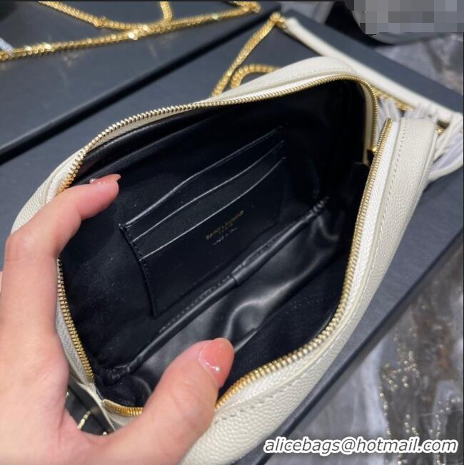 Good Looking Saint Laurent Lou Mini Camera Bag with Tassel in Matelasse Grained Leather 585040 White 2025