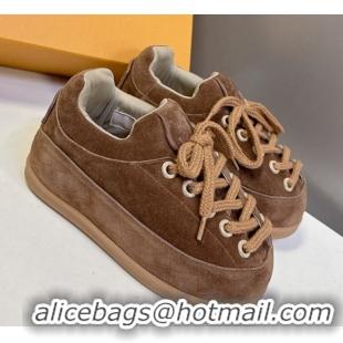 Big Discount Louis Vuitton LV Yeti Lace Up Platform Shoe in Suede 1AIJDZ Brown 1022061