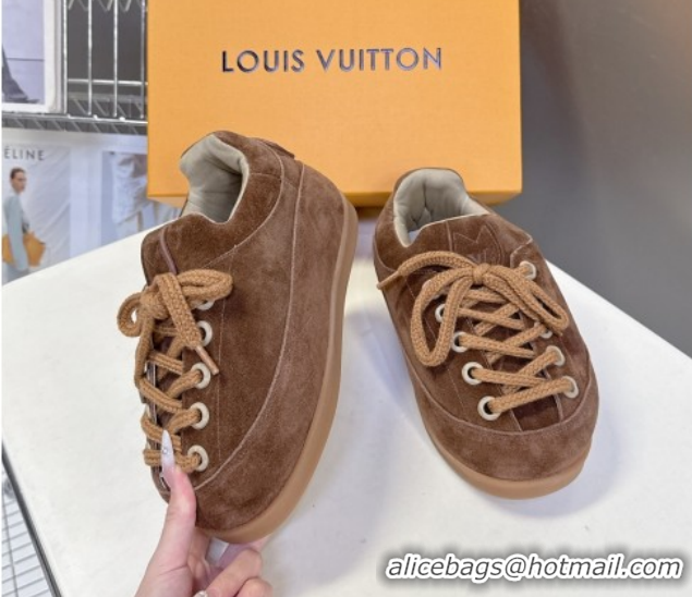 Big Discount Louis Vuitton LV Yeti Lace Up Platform Shoe in Suede 1AIJDZ Brown 1022061