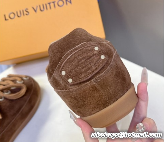 Big Discount Louis Vuitton LV Yeti Lace Up Platform Shoe in Suede 1AIJDZ Brown 1022061