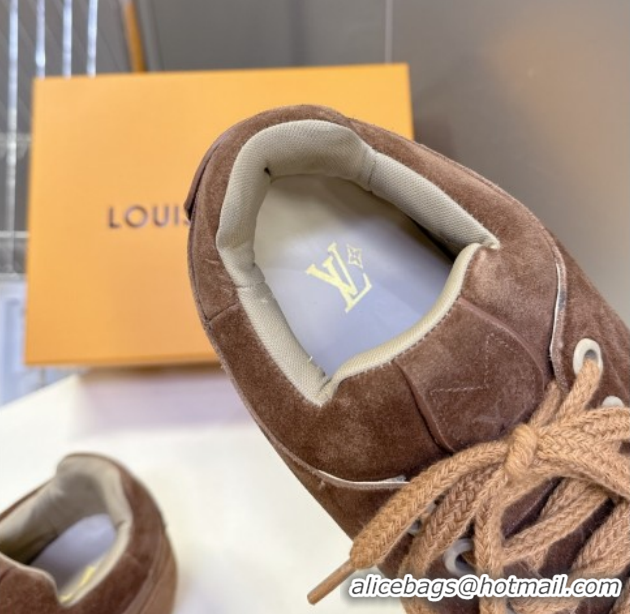 Big Discount Louis Vuitton LV Yeti Lace Up Platform Shoe in Suede 1AIJDZ Brown 1022061