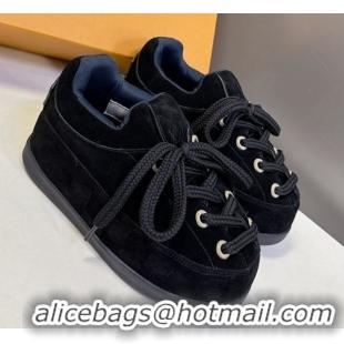 Sumptuous Louis Vuitton LV Yeti Lace Up Platform Shoe in Suede 1AIJDZ Black 1022062