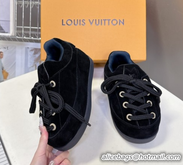 Sumptuous Louis Vuitton LV Yeti Lace Up Platform Shoe in Suede 1AIJDZ Black 1022062