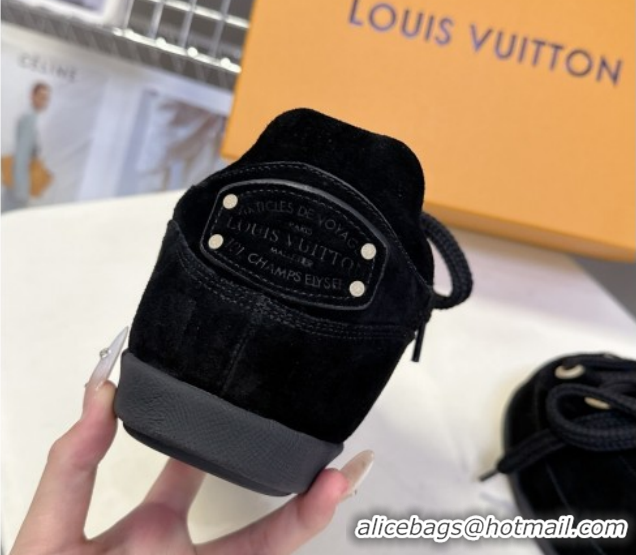 Sumptuous Louis Vuitton LV Yeti Lace Up Platform Shoe in Suede 1AIJDZ Black 1022062