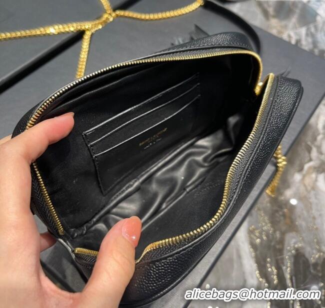 Best Price Saint Laurent Lou Mini Camera Bag with Tassel in Matelasse Grained Leather 585040 Black/Gold 2025